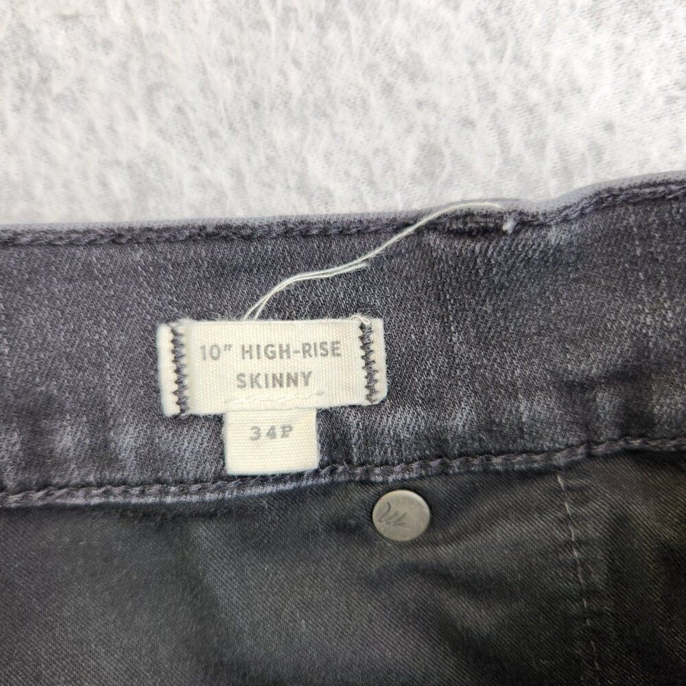 Madewell Jeans Womens 34P Petite Black 10" High Rise Skinny Raw Hem Button Fly - Picture 9 of 16